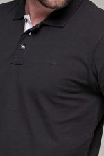 Μαύρο ανδρικό πόλο μπλουζάκι MASSARO με λευκή πατιλέτα - Regular fit - Image 2