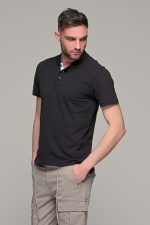 Μαύρο ανδρικό πόλο μπλουζάκι MASSARO με λευκή πατιλέτα - Regular fit - Image 4