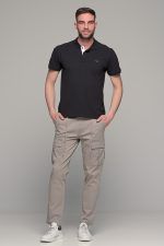 Μαύρο ανδρικό πόλο μπλουζάκι MASSARO με λευκή πατιλέτα - Regular fit - Image 6