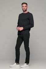 Καλοκαιρινό ανδρικό chino παντελόνι MASSARO μαύρο - Slim fit