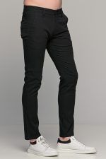 Καλοκαιρινό ανδρικό chino παντελόνι MASSARO μαύρο - Slim fit