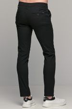 Καλοκαιρινό ανδρικό chino παντελόνι MASSARO μαύρο - Slim fit