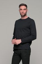 Μαύρη ανδρική μακρυμάνικη μπλούζα μονόχρωμη