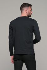 Μαύρη ανδρική μακρυμάνικη μπλούζα μονόχρωμη
