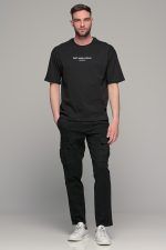 Oversized ανδρικό t-shirt μαύρο με στάμπα "Don't waste culture"