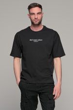 Oversized ανδρικό t-shirt μαύρο με στάμπα "Don't waste culture"