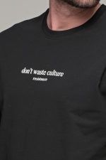Oversized ανδρικό t-shirt μαύρο με στάμπα "Don't waste culture"