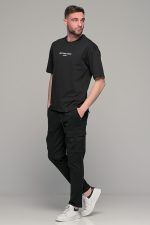 Oversized ανδρικό t-shirt μαύρο με στάμπα "Don't waste culture"