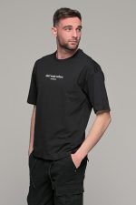 Oversized ανδρικό t-shirt μαύρο με στάμπα "Don't waste culture"