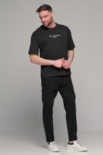 Oversized ανδρικό t-shirt μαύρο με στάμπα "Don't waste culture"