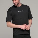 Oversized ανδρικό t-shirt μαύρο με στάμπα "Don't waste culture"