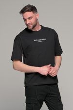 Oversized ανδρικό t-shirt μαύρο με στάμπα "Don't waste culture"