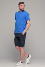 Μπλε ραφ ανδρικό πόλο μπλουζάκι MASSARO με λευκή πατιλέτα - Regular fit