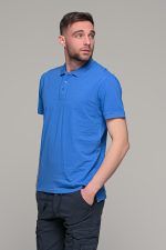 Μπλε ραφ ανδρικό πόλο μπλουζάκι MASSARO με λευκή πατιλέτα - Regular fit