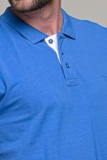Μπλε ραφ ανδρικό πόλο μπλουζάκι MASSARO με λευκή πατιλέτα - Regular fit