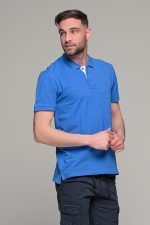 Μπλε ραφ ανδρικό πόλο μπλουζάκι MASSARO με λευκή πατιλέτα - Regular fit