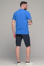 Μπλε ραφ ανδρικό πόλο μπλουζάκι MASSARO με λευκή πατιλέτα - Regular fit