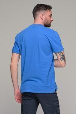 Μπλε ραφ ανδρικό πόλο μπλουζάκι MASSARO με λευκή πατιλέτα - Regular fit