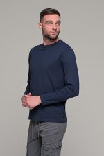 Μπλε ανδρική μακρυμάνικη μπλούζα μονόχρωμη - Image 5