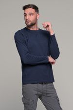 Μπλε ανδρική μακρυμάνικη μπλούζα μονόχρωμη - Image 4