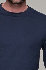 Μπλε ανδρική μακρυμάνικη μπλούζα μονόχρωμη - Image 2