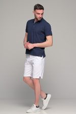 Μπλε ανδρικό πόλο μπλουζάκι MASSARO με λευκή πατιλέτα - Regular fit