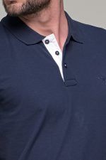 Μπλε ανδρικό πόλο μπλουζάκι MASSARO με λευκή πατιλέτα - Regular fit