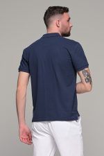 Μπλε ανδρικό πόλο μπλουζάκι MASSARO με λευκή πατιλέτα - Regular fit