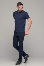 Μπλε ανδρικό πόλο μπλουζάκι MASSARO με λευκή πατιλέτα - Regular fit