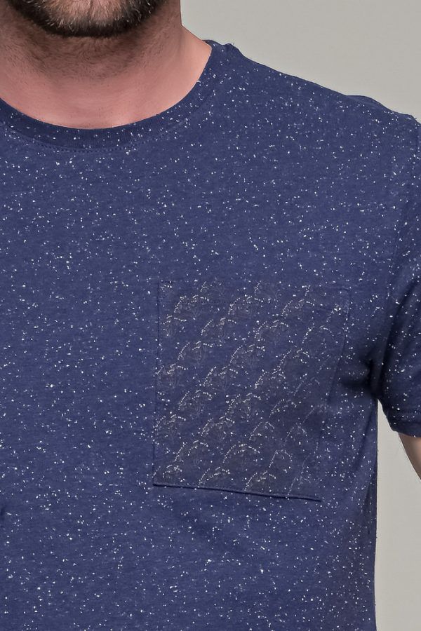 Μπλε ανδρικό κοντομάνικο T-SHIRT με πιτσιλιά