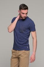 Μπλε ανδρικό κοντομάνικο T-SHIRT με πιτσιλιά