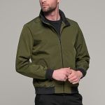 Αδιάβροχο λαδί ανοιξιάτικο ανδρικό μπουφάν - Slim fit