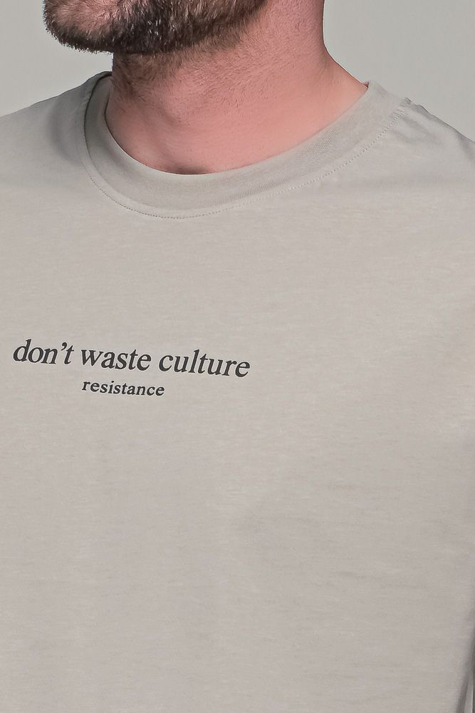 Oversized ανδρικό t-shirt γκρι με στάμπα "Don't waste culture"