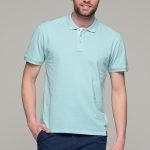 Μέντα ανδρικό πόλο μπλουζάκι MASSARO με λευκή πατιλέτα - Regular fit