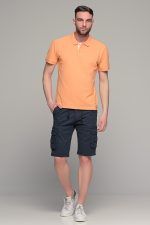 Πορτοκαλί ανδρικό πόλο μπλουζάκι MASSARO με λευκή πατιλέτα - Regular fit