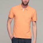 Πορτοκαλί ανδρικό πόλο μπλουζάκι MASSARO με λευκή πατιλέτα - Regular fit