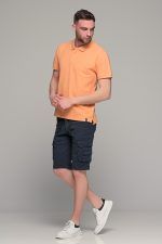 Πορτοκαλί ανδρικό πόλο μπλουζάκι MASSARO με λευκή πατιλέτα - Regular fit