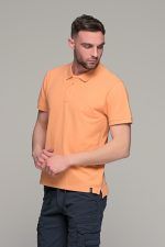 Πορτοκαλί ανδρικό πόλο μπλουζάκι MASSARO με λευκή πατιλέτα - Regular fit