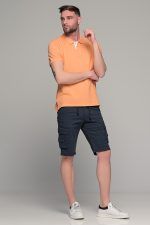Πορτοκαλί ανδρικό πόλο μπλουζάκι MASSARO με λευκή πατιλέτα - Regular fit