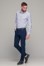 Ανοιχτό γαλάζιο ανδρικό πουκάμισο με print μικροσχέδιο – Slim Fit - Image 6