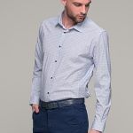 Ανοιχτό γαλάζιο ανδρικό πουκάμισο με print μικροσχέδιο – Slim Fit