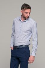 Ανοιχτό γαλάζιο ανδρικό πουκάμισο με print μικροσχέδιο – Slim Fit