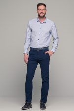 Ανοιχτό γαλάζιο ανδρικό πουκάμισο με print μικροσχέδιο – Slim Fit - Image 7