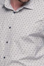 Λευκό ανδρικό πουκάμισο με γκρι-μπλε print μικροσχέδιο– Slim Fit - Image 2