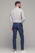 Λευκό ανδρικό πουκάμισο με γκρι-μπλε print μικροσχέδιο– Slim Fit - Image 7