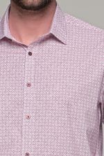 Ροζ ανδρικό πουκάμισο με print μικροσχέδιο – Slim Fit - Image 2