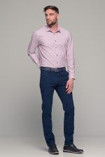 Ροζ ανδρικό πουκάμισο με print μικροσχέδιο – Slim Fit - Image 8