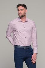 Ροζ ανδρικό πουκάμισο με print μικροσχέδιο – Slim Fit