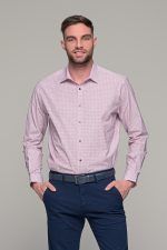 Ροζ ανδρικό πουκάμισο με print μικροσχέδιο – Slim Fit - Image 4