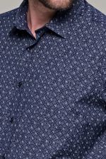 Μπλε ανδρικό πουκάμισο με λευκό print – Slim Fit - Image 2